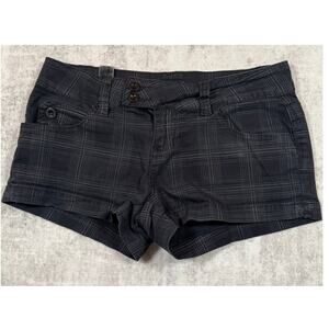 YMI Plaid Shorts Juniors 5 Black Gray Low Rise Casual